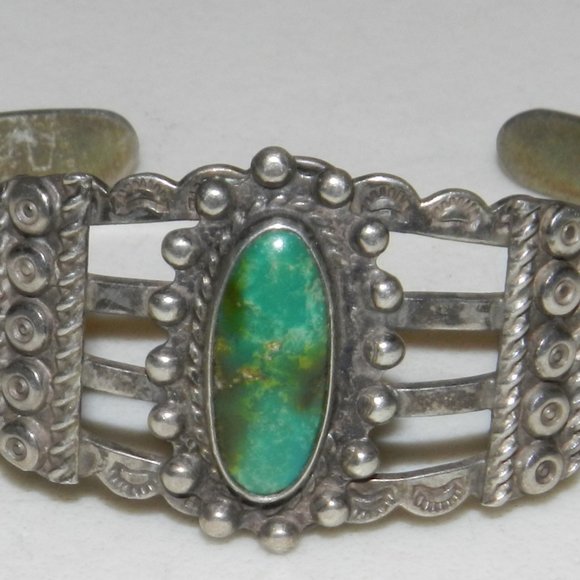 Fred Harvey Old Tourist Era Bracelet Cuff Coin Silver Stamped IH Indian Handmade - Picture 4 of 10